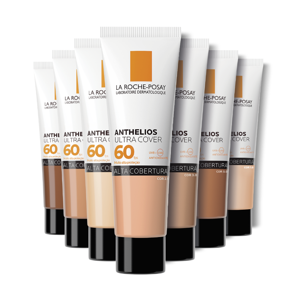 Todas as 7 cores disponíveis do Anthelios Ultra Cover
