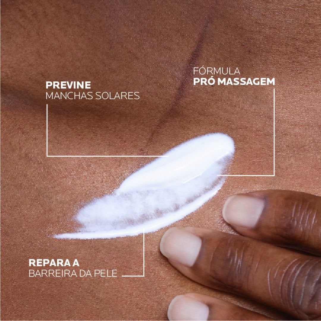 Previne manchas solares; fórmula pró massagem; repara a barreira da pele