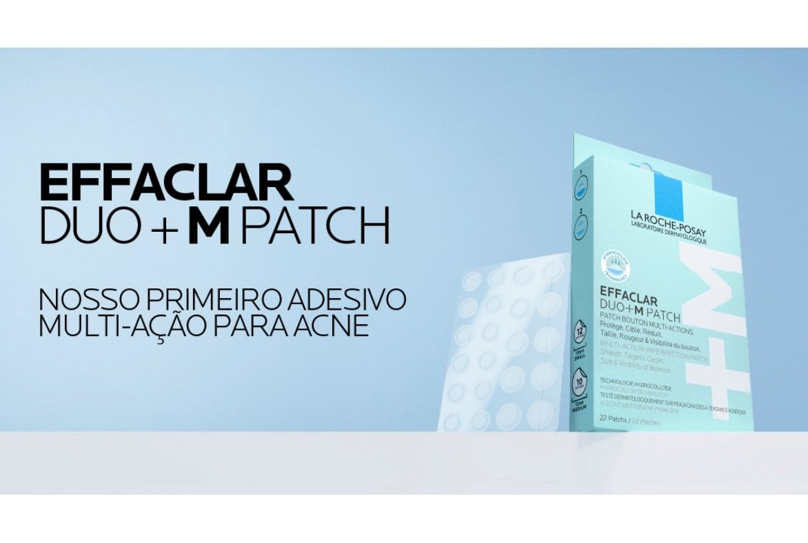 Effaclar Duo+M Patch. Nosso primeiro adesivo multi-ação para acne. 3 horas de acne menos visível.