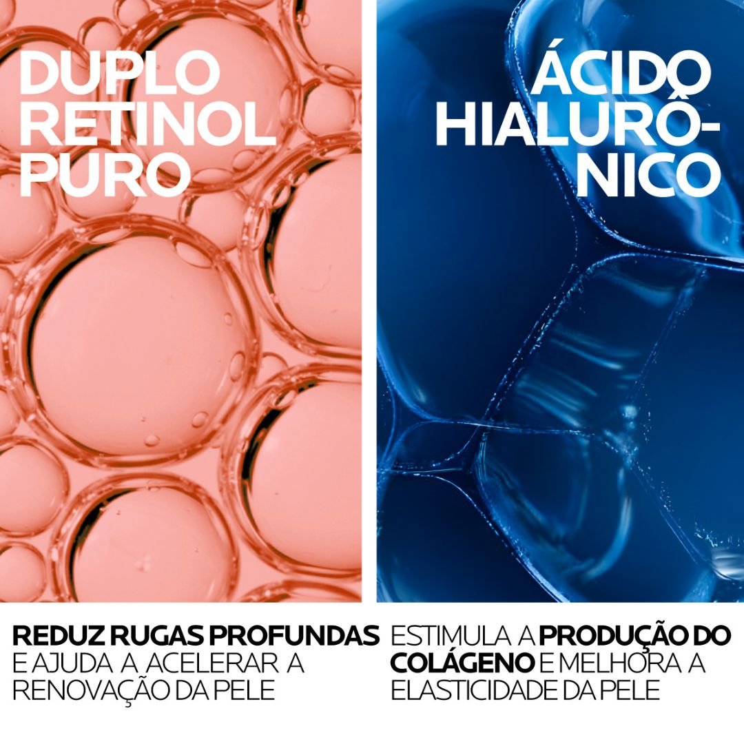 Duplo retinol puro e ácido hialurônico